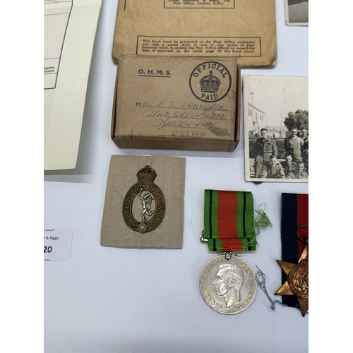 2220 - A boxed WWII British medal group with ephemera belonging to 2365706 Driver Ronald Sidney Samworth co... 