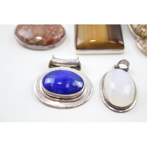 2002 - A collection of .925 silver gemstone set pendants - approx. gross weight 100g