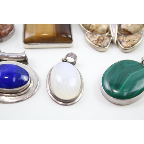 2002 - A collection of .925 silver gemstone set pendants - approx. gross weight 100g