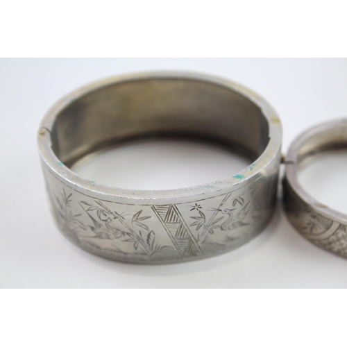 2026 - Two Art Deco white metal bangles - approx. gross weight 55g