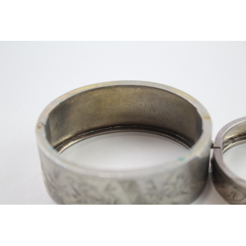 2026 - Two Art Deco white metal bangles - approx. gross weight 55g