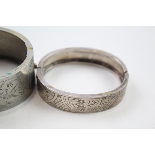 2026 - Two Art Deco white metal bangles - approx. gross weight 55g