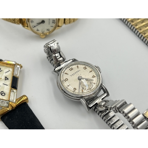 2101 - Four lady's wristwatches to include Timex Indiglo with mother of pearl dial, mid 20th century Federa... 