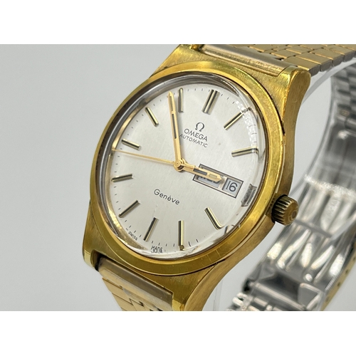 2097 - A 1970s Omega Geneve automatic 36mm men's wristwatch with date aperture at 3 o'clock and aftermarket... 