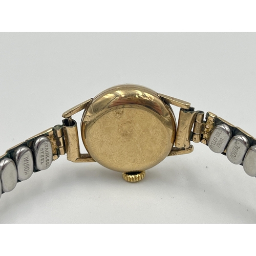 2102 - A Roamer mechanical lady's wristwatch with hallmarked 9ct gold case - approx. gross weight 13.59g