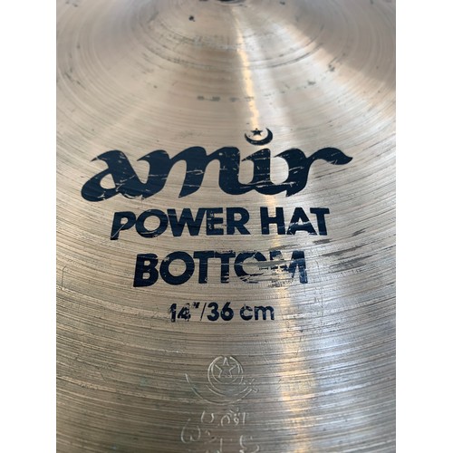 Two sets of hihat cymbals to include 14" Zildjian Amir power hihats together with 14" Zildjian Ave