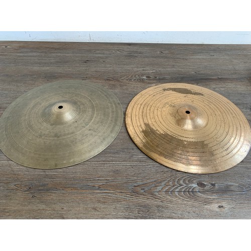 Two sets of hihat cymbals to include 14" Zildjian Amir power hihats together with 14" Zildjian Ave