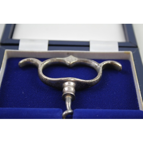 2128 - A boxed John Campbell & Son hallmarked London sterling silver topped corkscrew with certificate - ap... 