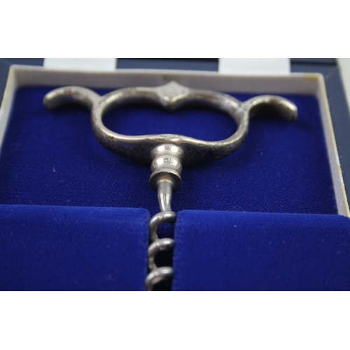 2128 - A boxed John Campbell & Son hallmarked London sterling silver topped corkscrew with certificate - ap... 