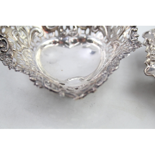 2133 - Two .925 sterling silver bon bon dishes - approx. gross weight 64g