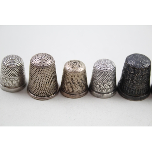 2157 - Eight .925 sterling silver thimbles - approx. gross weight 30g