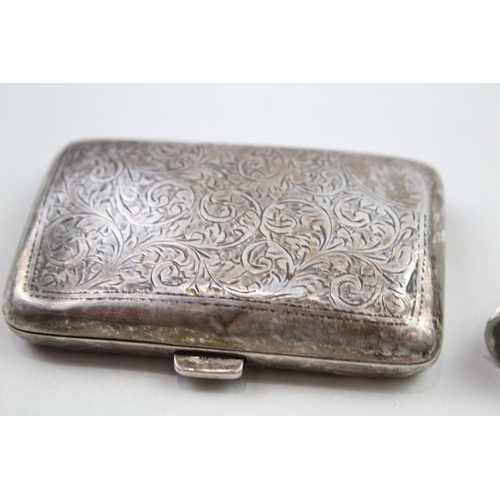 2161 - Two .925 sterling silver tobacciana items, one cigarette case and one cigar cutter/multi-tool - appr... 