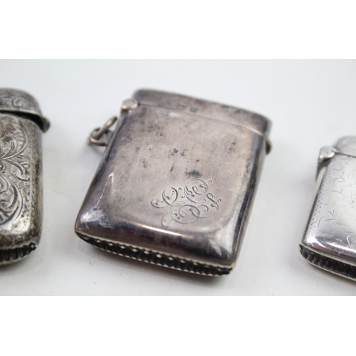 2163 - Three .925 sterling silver vesta cases - approx. gross weight 64g