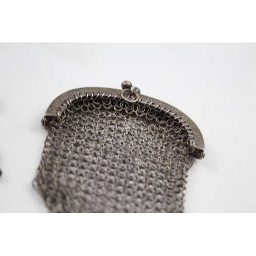 2171 - Three antique silver chainmail purses - approx. gross weight 62g