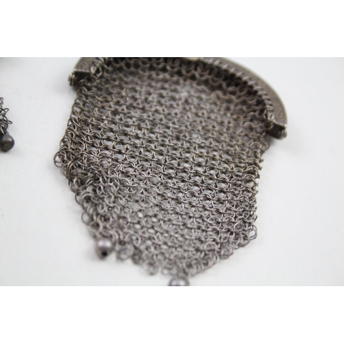 2171 - Three antique silver chainmail purses - approx. gross weight 62g