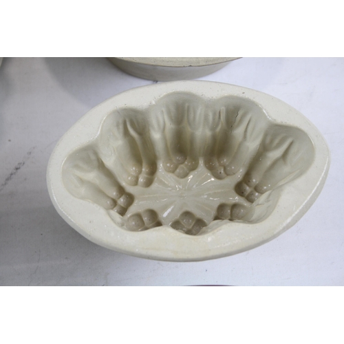 511 - Six ceramic and glass jelly moulds to include boxed York Pantry Victorian Collection English Creamwa... 