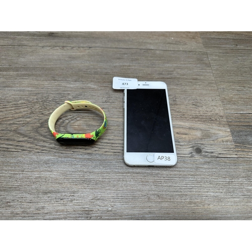 817 - Two items, one Apple iPhone 6 A1586 and one fitness tracker