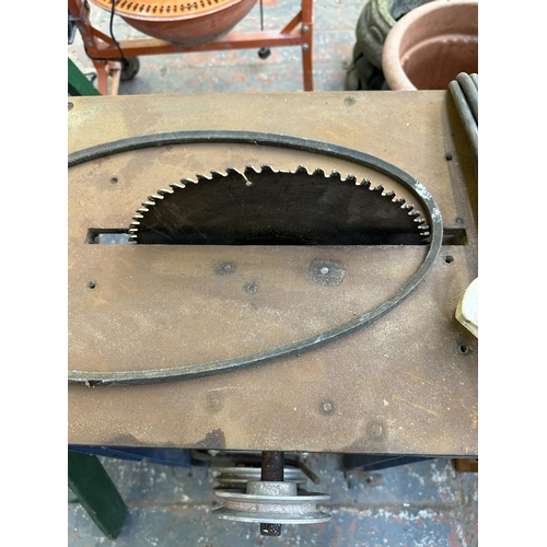 973 - An NECO 240v circular saw on cast iron stand