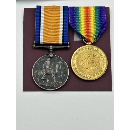 2234 - A WWI British medal pair and Service At The Front Badge presented to 9986 Pte. F. Speight 3-Can. Inf... 