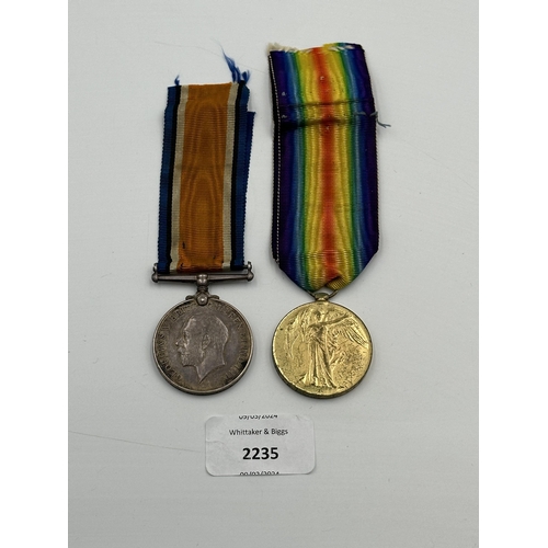 2235 - A WWI South African medal pair presented to Pte. J.M. Berning 3rd S.A.H.