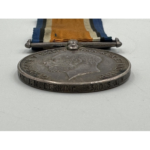 2235 - A WWI South African medal pair presented to Pte. J.M. Berning 3rd S.A.H.