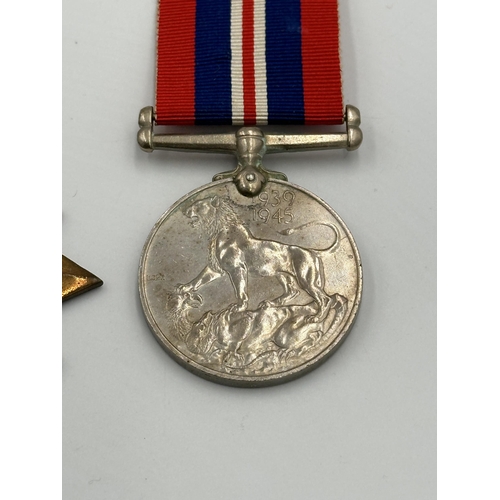 2236 - A WWI and WWII South African medal trio and pair presented to 123605 J.N. Moolman