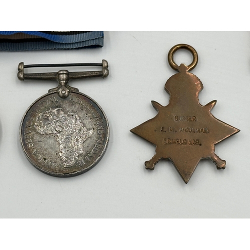 2236 - A WWI and WWII South African medal trio and pair presented to 123605 J.N. Moolman