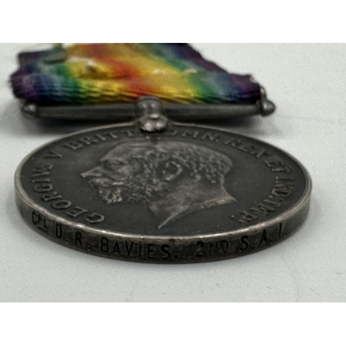 2237 - A WWI South African medal pair presented to Cpl. D.R. Bavies 2nd S.A.I.