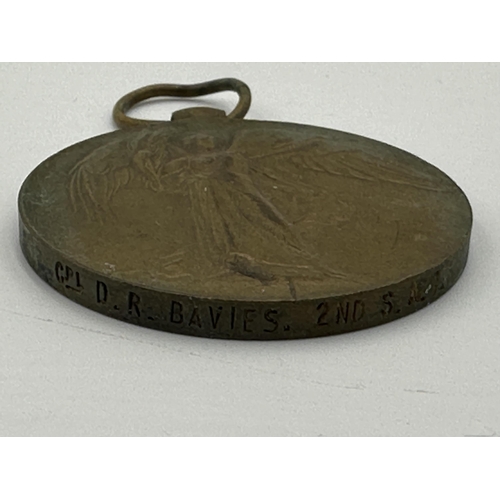 2237 - A WWI South African medal pair presented to Cpl. D.R. Bavies 2nd S.A.I.