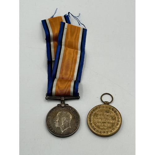 2339 - A WWI British medal pair presented to 92421 Gnr. J.W. Robinson R.A