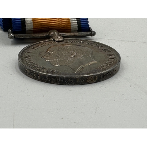 2339 - A WWI British medal pair presented to 92421 Gnr. J.W. Robinson R.A