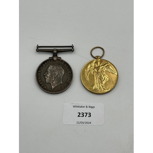 2373 - A WWI British medal pair presented to T4-158945 Pte. H.F. Browne A.S.C.