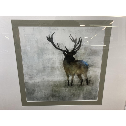 268 - Two modern framed stag prints - approx. 100cm high x 99cm wide