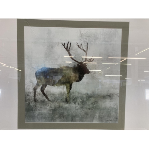 268 - Two modern framed stag prints - approx. 100cm high x 99cm wide