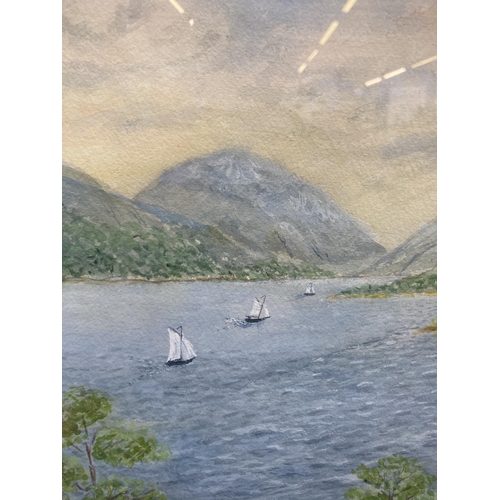 269 - A mid 20th century framed J.W. Taylor watercolour of Lock Lomond Scotland, dated 1962 - approx. 54cm... 