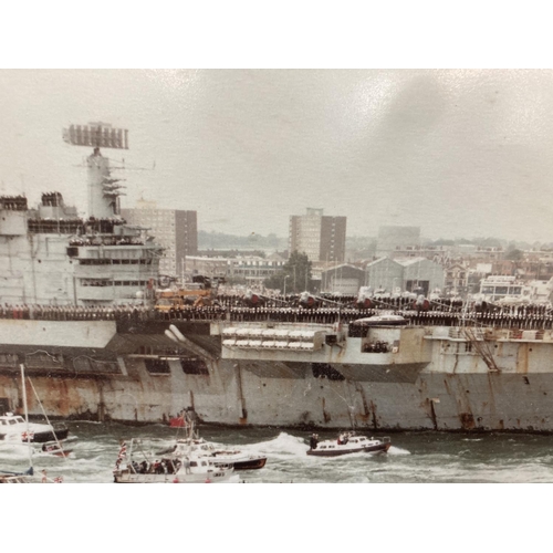 271 - A late 20th century framed photograph of Portsmouth harbour - approx. 23cm high x 64cm wide