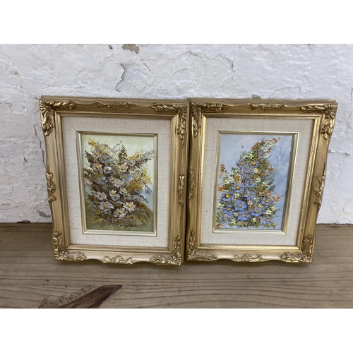 278 - Four framed floral still life oil paintings - largest approx. 52cm high x 42cm wide