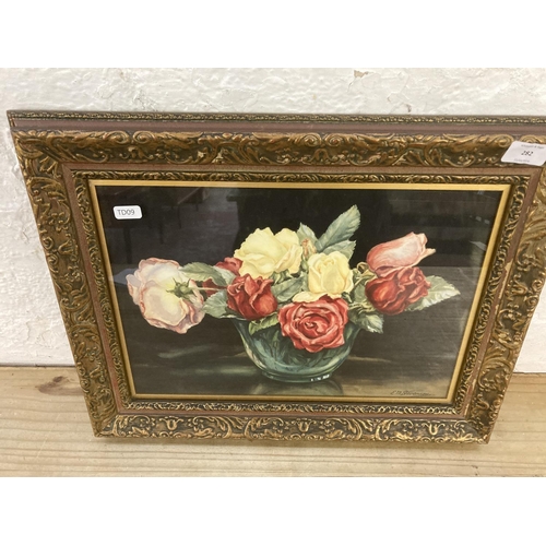 282 - Two framed E.M. Stevenson floral still life watercolours - approx. 39cm high x 50cm wide