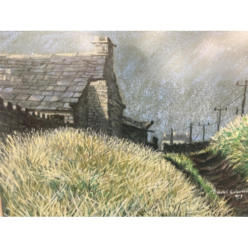 286 - A framed David Edwards chalk pastel of a rural village scene signed lower right and dated 1981 - app... 