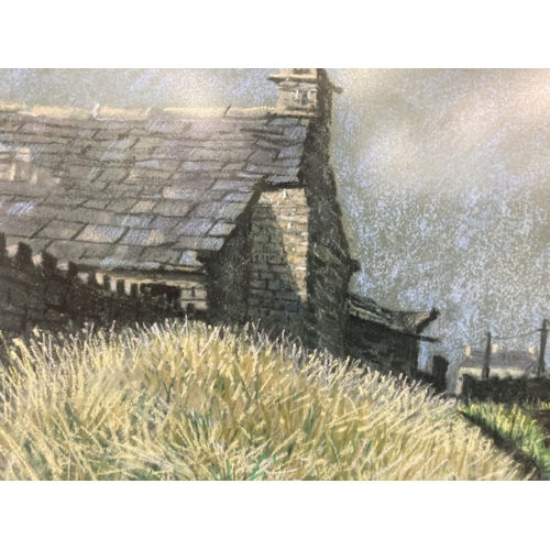 286 - A framed David Edwards chalk pastel of a rural village scene signed lower right and dated 1981 - app... 