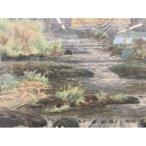 290 - A framed T.E. Taylor watercolour of a bridge scene - approx. 43cm high x 53cm wide