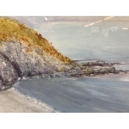 291 - A framed coastal scene oil painting signed lower left - approx. 50cm high x 60cm wide