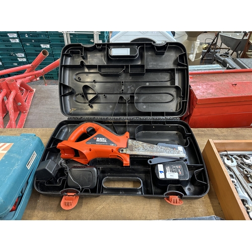 911 - A cased Black & Decker CS143 cordless multitool saw