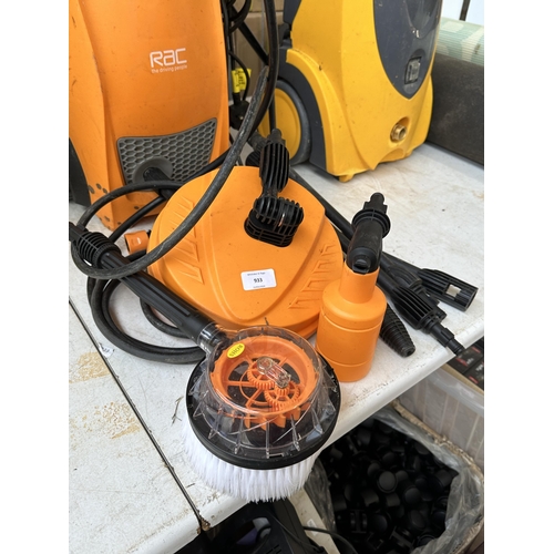 933 - An RAC 2000w pressure washer with attachments