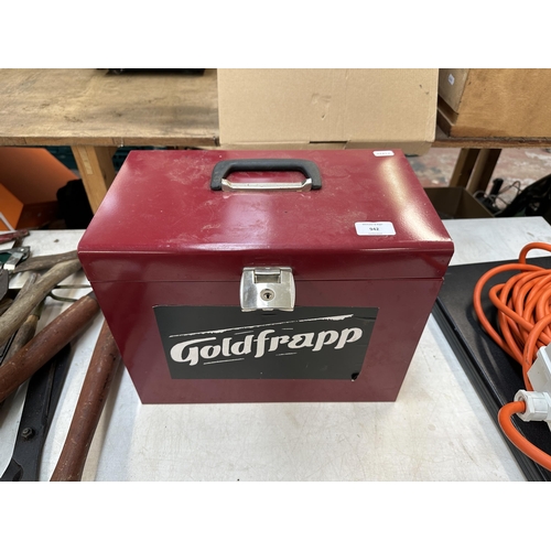 942 - A tool box with various hand tools