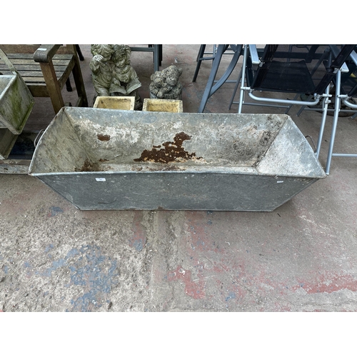 966 - A vintage galvanised trough/planter - approx. 34cm high x 47cm wide x 125cm long