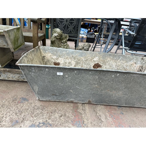 966 - A vintage galvanised trough/planter - approx. 34cm high x 47cm wide x 125cm long