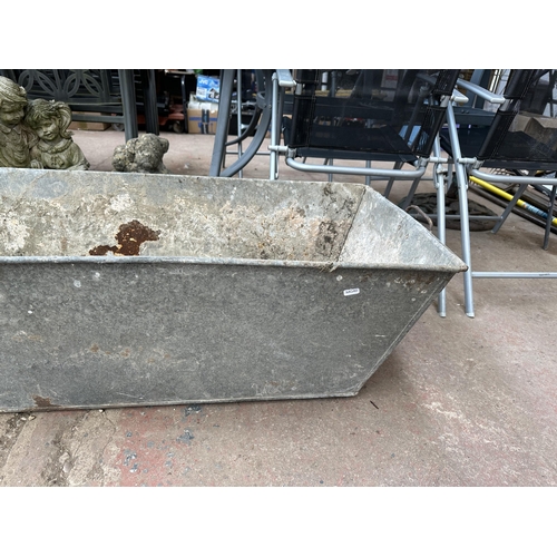 966 - A vintage galvanised trough/planter - approx. 34cm high x 47cm wide x 125cm long