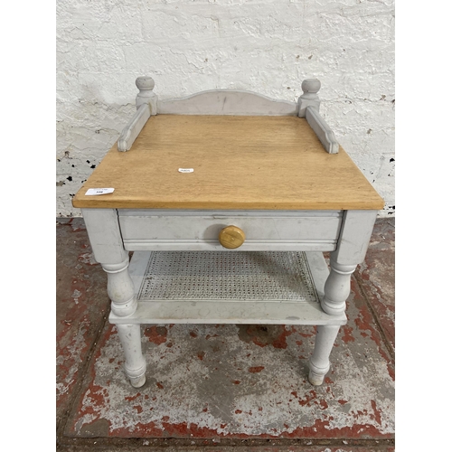 108 - A modern oak and grey painted two tier side table