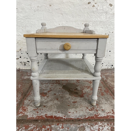 108 - A modern oak and grey painted two tier side table